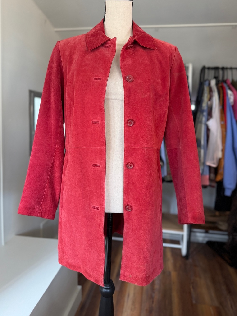 Vintage Cherokee Red Suede Button-Front Coat Excellent condition